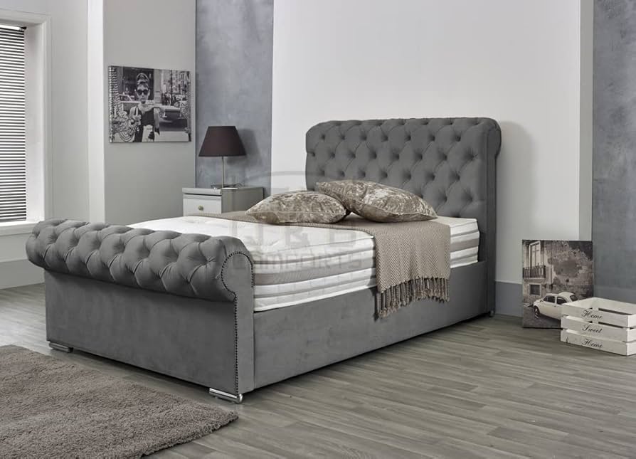 Luxury Sleigh Bed With Mattress And Storage